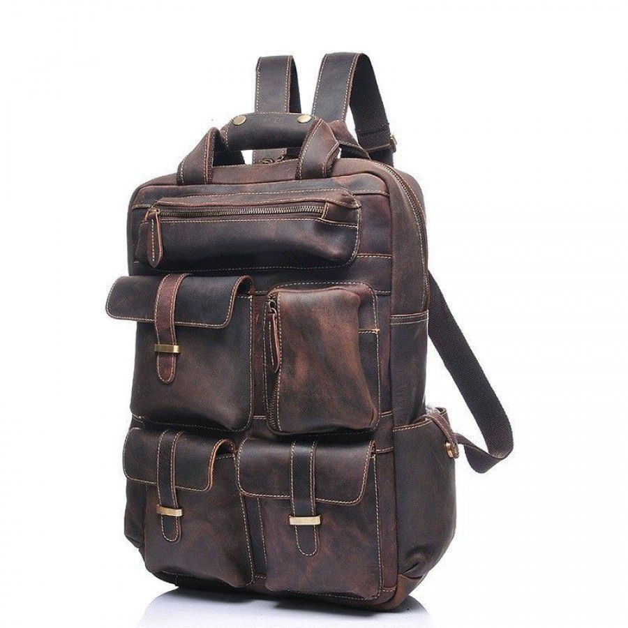 2020 New Fashion Top Quality Designer Men Private Label Genuine Leather Backpack in Stocks 