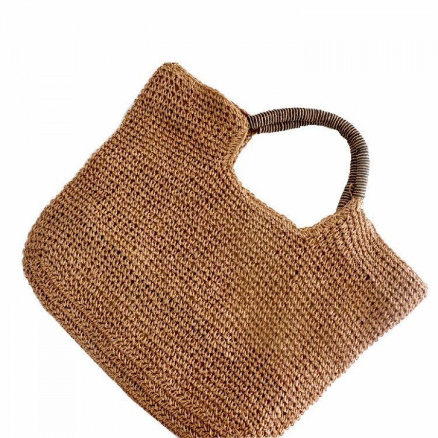 Eco-friendly Portable Casual Rattan Paper String Large Tote Bag Lady Straw Handbag Women Summer Big Woven Beach Bag For Holiday 