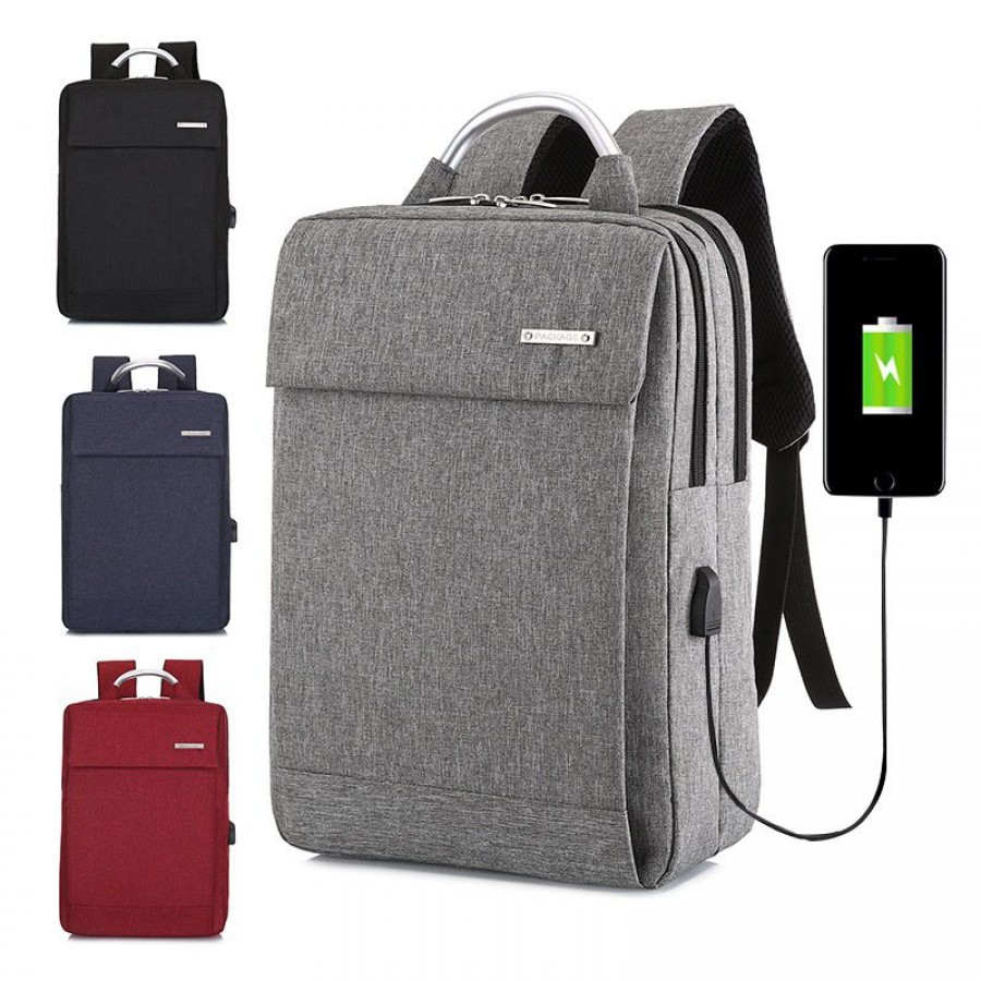 Custom logo 2019 new aluminum shoulder bag USB charging Backpack Laptop bag business bag for men and women
