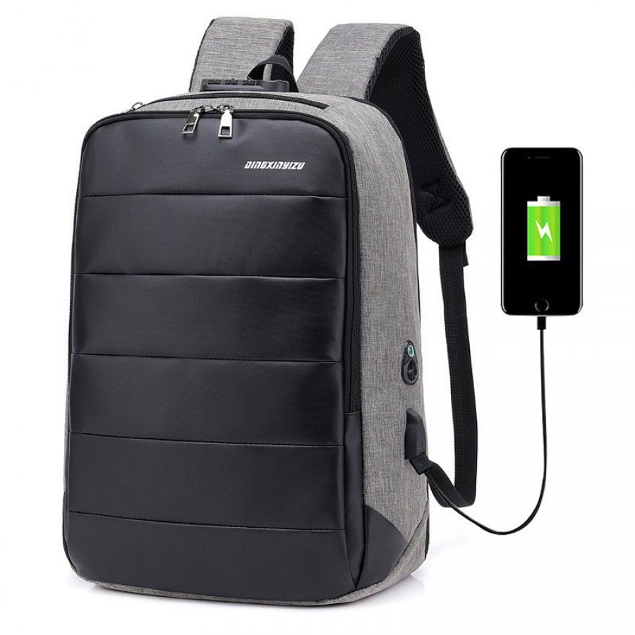 Simple men's backpack, computer backpack, men's fashion, USB charging, travel, college student bag, Korean version, large capacity
